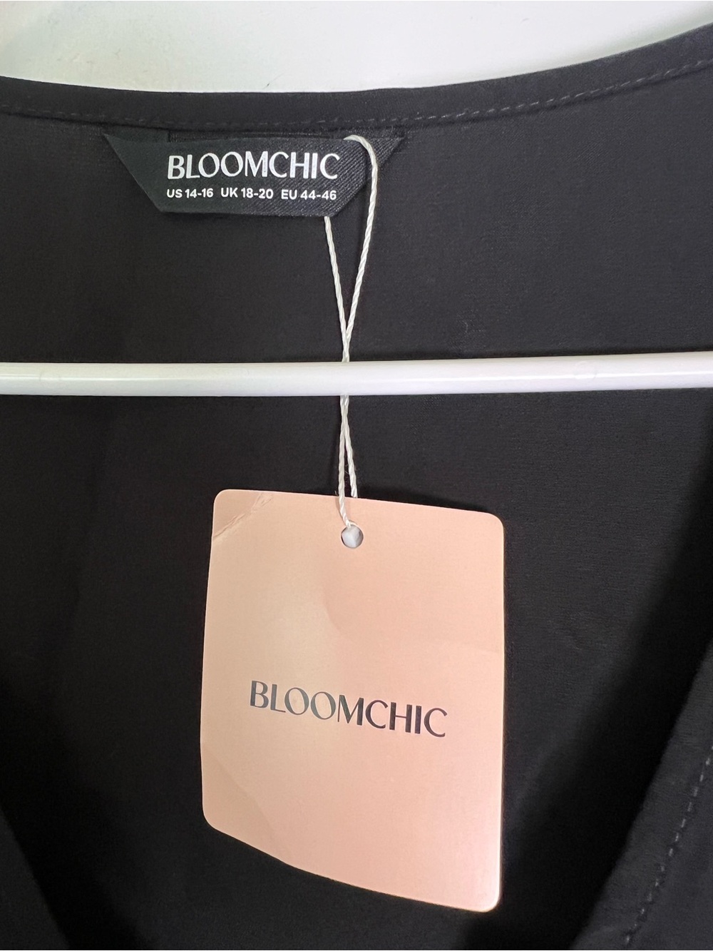 Bloomchic Black V-Neck Flutter Sleeve Tulle Midi Dress US 14-16 A-Line Lined NWT - Picture 2 of 5